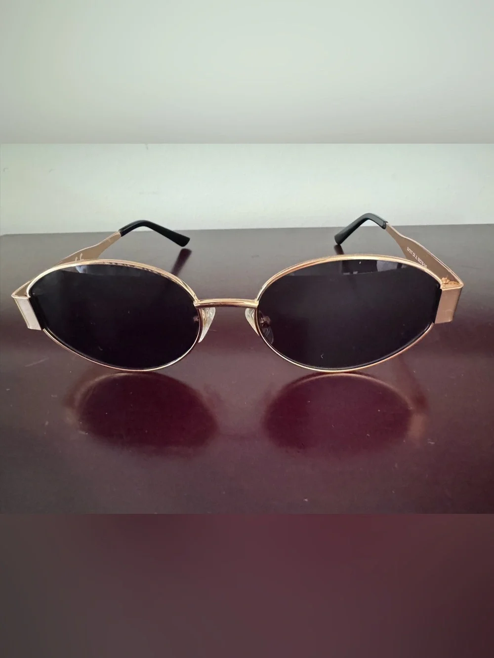 Amazon Gold Frame Oval Black Lens Sunglasses